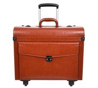 Divergent Retail Cabin Bag Four Wheel Pilot Case Leather Flight Bag Business Executive Carry-on Case DR695 (Tan)