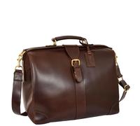 Divergent Retail Doctote Mens Oiled Leather Doctor Bag Crossbody Briefcase | Waxed Cowhide | Grab Handle & Shoulder Strap | Trolley Strap | Tobacco Road