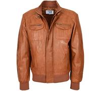 Divergent Retail DR110 Men's Bomber Style Leather Jacket Tan (as8, alpha, x_l, regular, regular)
