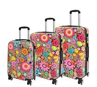 Divergent Retail DR576 Expandable Hard Shell Suitcase Four Wheel Luggage Flower Print (Set of 3 (S-M-L))