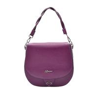 Divergent Retail DR581 Women's Real Leather Twist Handle Shoulder Bag Purple