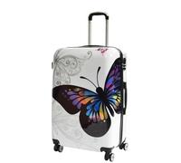 Divergent Retail DR629 Expandable Four Wheel Hard Shell Travel Luggage with Butterfly Print (Large)