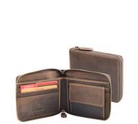 Divergent Retail DR659 Men's Real Oiled Leather Round Zip RFID Wallet Brown