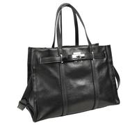 Divergent Retail DR928 Women's Large Structured Leather-Look Tote Bag, Turn-Lock Closure, Detachable Crossbody Strap, Work Handbag (Obsidian)