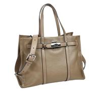 Divergent Retail DR928 Women's Large Structured Leather-Look Tote Bag, Turn-Lock Closure, Detachable Crossbody Strap, Work Handbag (Driftwood)