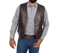 Divergent Retail Freddie Men’s Classic Leather Waistcoat Brown (UK, Alpha, 3XL, Regular, Regular)