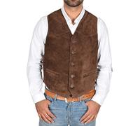Divergent Retail James Men's Leather Suede Cowboy Waistcoat Brown (UK, Alpha, XL, Regular, Regular)