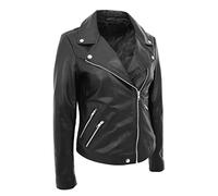 Divergent Retail Luna Women's Biker Style Leather Jacket Black (UK, Numeric, 10, Regular, Regular)