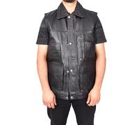 Divergent Retail Men's Camping Gilet Fisherman Leather Waistcoat Davin (UK, Alpha, 3XL, Regular, Regular, Black)