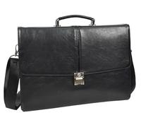 Divergent Retail Men's Leather Briefcase, Black, Structured Attaché with Handle & Shoulder Strap, A4 Document Organiser, Multi-Compartment Work Bag