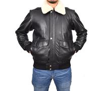 Divergent Retail Mens Real Leather Aviator Jacket Detachable Collar Bomber Pilot Coat Black Airvista (UK, Alpha, 3XL, Regular, Regular, Black)