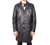 Divergent Retail Men's Sheep Leather Coat Buttoned 3/4 Length Black Carson (UK, Alpha, XL, Regular, Tall, Black)