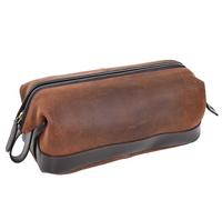 Divergent Retail Mens Suede Leather Wash Bag | Toiletry Travel Organiser | Full Zip Opening | Grab Handle | Internal Zip and Open Pockets | H20BAG Cinnamon