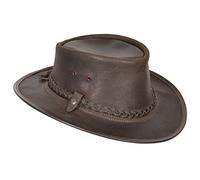 Divergent Retail Original Cowboy Aussie Real Leather Australian Western Outback Bush Hat WILDHAT Size L Brown
