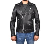 Divergent Retail Real Leather Biker Jacket Mens Cross Zip Brando Razzel Black Size M