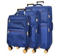 Divergent Retail Soft Shell Suitcase Expandable Luggage Set with TSA Lock 8 Spinner Wheels Front Zip Pockets Moses Blue Cobalt Full Set of 3 (S+M+L)