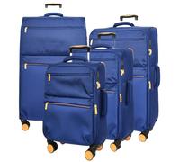 Divergent Retail Soft Shell Suitcase Expandable Luggage Set with TSA Lock 8 Spinner Wheels Front Zip Pockets Moses Blue Cobalt Full Set of 4 (S+M+L+XL)