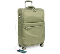 Divergent Retail Soft Shell Travel Luggage with USB Charging Port Spinner Wheels Telescopic Handle Front Zip Pockets Organised Interior Lightweight Suitcase Matthew Green Medium 24"