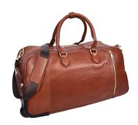 Divergent Retail Wheeled Leather Holdall | Cowhide Leather | Telescopic Handle | 2 Grab Handles | Detachable Strap | Weekend Travel Bag | Svante Sahara Sand