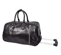 Divergent Retail Wheeled Leather Holdall | Cowhide Leather | Telescopic Handle | 2 Grab Handles | Detachable Strap | Weekend Travel Bag | Svante Midnight Black
