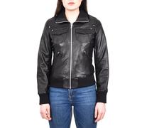 Divergent Retail Womens Bomber Jacket Real Leather Slim Fitted Blouson Style Bomberella (UK, Numeric, 20, Regular, Regular, Black)