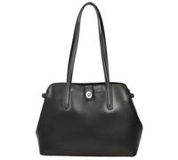 Divergent Retail Women's Leather Tote Shoulder Bag - Structured Everyday Handbag with Twist Lock, Zip Top, Metal Base Feet & Fabric Lining | Black, Brown, Tan & Suede | Nayma (Black)