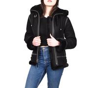 Divergent Retail Women's Original Sheepskin Detachable Hoodie B3 Jacket ww1 ww2 Aviator Pilot Black Berthe (UK, Numeric, 10, Regular, Regular, Black)