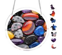 Diverse Colored Pebbles Mosaic Stones Acrylic Hanging Puzzle 7.8x7.8in Decor | Creative Home Accent with Visual Appeal