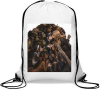 Diverse Fantasy Figures Embracing Gym Sack Casual Drawstring Bag White