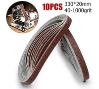 Diverse Grit Sanding Belt Set Includes Ten Units Sized at Standard Dimensions of 20x330mm Suitable for Different Applications (40#)