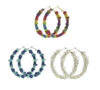 Diverse Style Metallic Yarn or Embroidery Threads Adorned Hypoallergenic Steel Hoop Earrings for Women - Stylish, Durable & Colorfast Jewelry Gift, L, Stainless Steel, No Gemstone