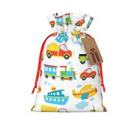 Diversified Transportation Print Christmas Bag Drawstring Sack For Presents Xmas Seasonal Decor Gift Party Supplies