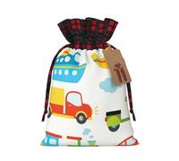 Diversified Transportation Print Xmas Drawstring Gift Bag Wrapping Needs For Christmas Bags Holiday Party Favors