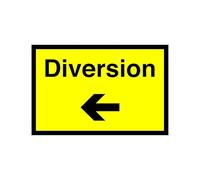 Diversion arrow "left" sign - warning road, street sign - 1.2mm Rigid plastic for indoor/outdoor usage (400mm x 300mm) Viewing Distance within 14m.