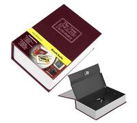 Diversion Book Safe Storage Box, Secret Metal Lock Box with Key Ideal for Safeguarding Money, Jewelry, and Valuables - Perfect for Dorms & Homes, Red