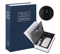 Diversion Book Safe with Combination Lock, Safe Secret Hidden Metal Lock Box,Money Hiding Box,Collection Box,9.5" x 6.2" x 2 .2" Navy Large