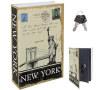 Diversion Book Safe with Key Lock, Parrency Hidden Safe Box of Classical Design, Medium, Newyork, 9 1/2" x 6" x 1 1/3", SBH-M017
