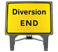 Diversion End 1050x750mm Road Sign 2702 - Plastic Temporary Road Street Traffic Safety Sign for Road and Street Works - Freestanding with Reflective Sign Face