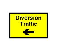 Diversion traffic arrow "left" sign - warning road, street sign - 1.2mm Rigid plastic for indoor/outdoor usage (150mm x 100mm) Viewing Distance within 3m.