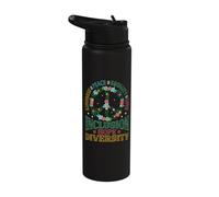 Diversity Equality Love Peace Flowers Social Justice Stainless Steel Insulated Water Bottle