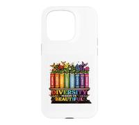 Diversity Makes Us Beautiful Rainbow Books Flowers Case for iPhone 15 Pro
