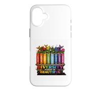 Diversity Makes Us Beautiful Rainbow Books Flowers Case for iPhone 16 Plus