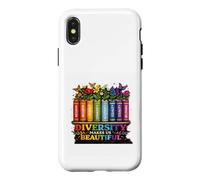 Diversity Makes Us Beautiful Rainbow Books Flowers Case for iPhone X/XS