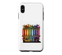 Diversity Makes Us Beautiful Rainbow Books Flowers Case for iPhone XS Max