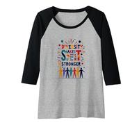 Diversity Makes Us Stronger: Inclusive Unity Celebration Raglan Baseball Tee, Women, Black/Athletic Heather, L