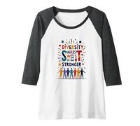 Diversity Makes Us Stronger: Inclusive Unity Celebration Raglan Baseball Tee, Women, Dark Heather/White, L