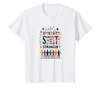 Diversity Makes Us Stronger: Inclusive Unity Celebration T-Shirt, Kids, White, 4 Years