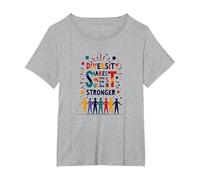 Diversity Makes Us Stronger: Inclusive Unity Celebration T-Shirt, Women's Plus, Heather Grey, 5X