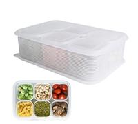 Divided Dish With Lid - Container 6 Compartments For Raw Vegetables, Snack Dish Divided With Lid | For Vegetables Nuts Salad Cabinet Kitchen Pantry Party