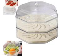 Divided Fruit Bowl with Clear Stackable Lid - Food Covers and Splatter Guard for Fly Protection - Plastic Anti-Dust Snack Storage for Fruits and Vegetables